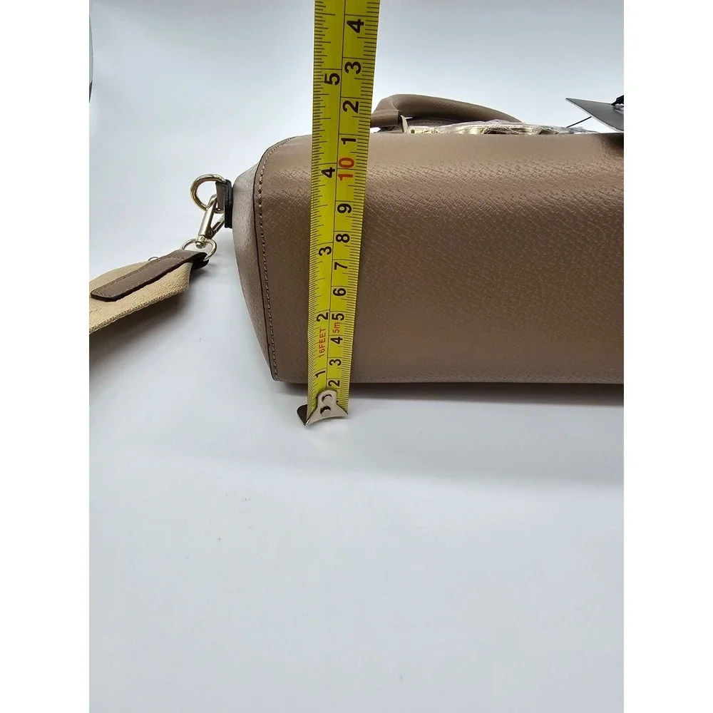 NWT True Religion Taupe Satchel Handbag Crossbody Purse Gold Logo MSRP $109